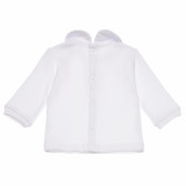 Bluză de bumbac cu broderie pentru fetițe, alb Idexe 123629 2