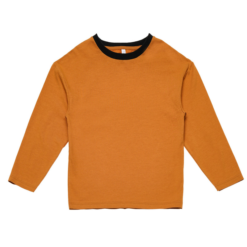 Bluză din bumbac cu mânecă lungă, cu guler contrastant, portocaliu  123720