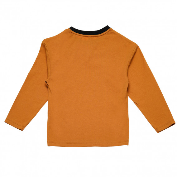 Bluză din bumbac cu mânecă lungă, cu guler contrastant, portocaliu Idexe 123721 2
