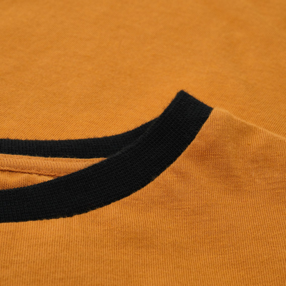 Bluză din bumbac cu mânecă lungă, cu guler contrastant, portocaliu Idexe 123722 3