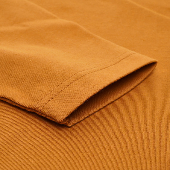 Bluză din bumbac cu mânecă lungă, cu guler contrastant, portocaliu Idexe 123723 4