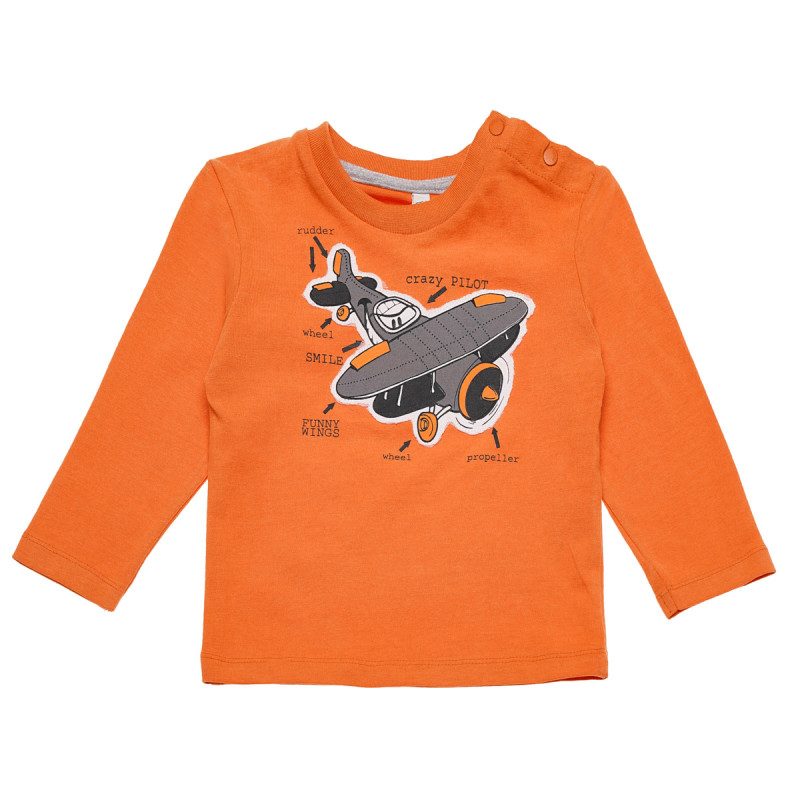 Bluză de bumbac cu închidere laterală pentru băieți, portocaliu  123797