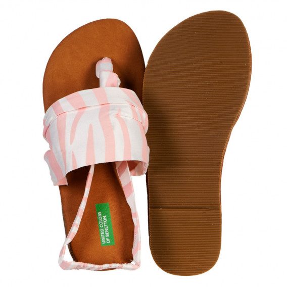 Sandale fără vârf în alb și roz pentru fete Benetton 124335 3