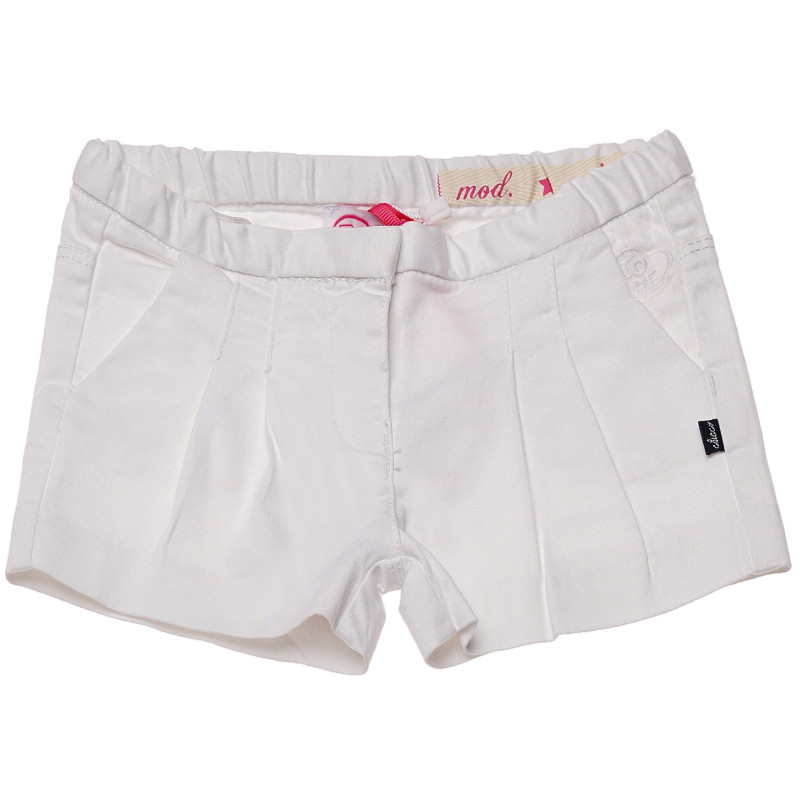 Pantaloni scurți, albi, cu pliuri, pentru fete   126732