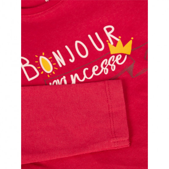 Bluză din bumbac cu mâneci lungi pentru fete - roșu Name it 127721 3