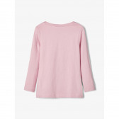 Bluză roz din bumbac cu mâneci lungi și imprimeu pentru fete Name it 127800 3