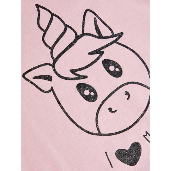 Bluză roz din bumbac cu mâneci lungi și imprimeu pentru fete Name it 127801 4