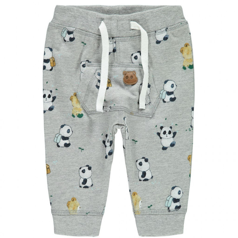 Pantaloni pentru copii cu imprimeu gri panda  127807