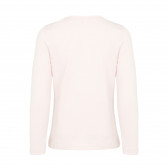 Bluză roz-pal, din bumbac organic, cu flori cusute, pentru fete  Name it 127974 2