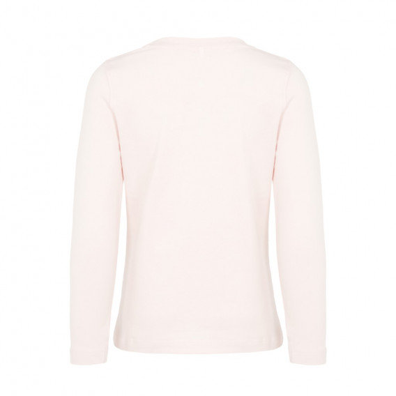Bluză roz-pal, din bumbac organic, cu flori cusute, pentru fete  Name it 127974 2