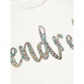 Bluză din bumbac organic, albă, cu inscripția Vendredi, pentru fete Name it 127990 3