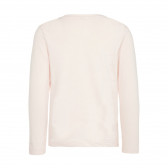 Bluza din bumbac organic, cu aplicație roz pal pentru fete Name it 127998 2