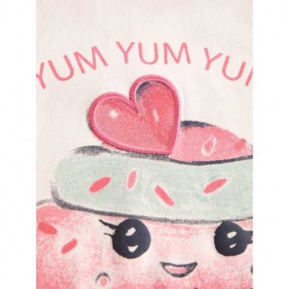 Bluza din bumbac organic, cu aplicație roz pal pentru fete Name it 127999 3
