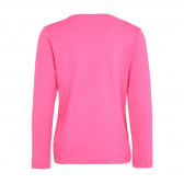 Bluza din bumbac organic cu aplicație roz pentru fete Name it 128004 2