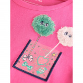 Bluza din bumbac organic cu aplicație roz pentru fete Name it 128005 3