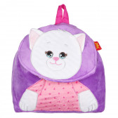 Rucsac din pluș 34x 40 cm - violet cu o pisică Amek toys 128530 