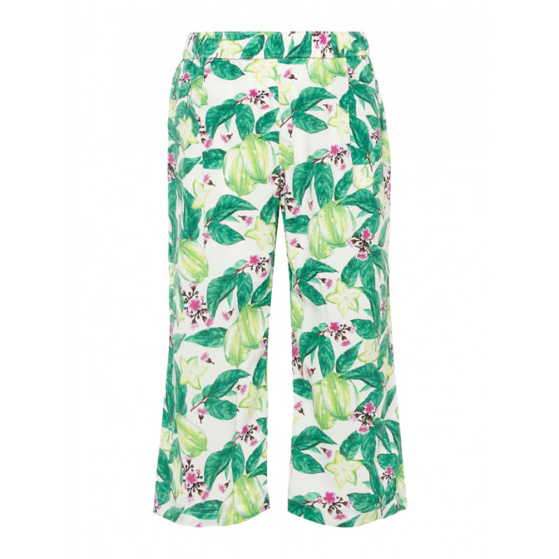 Pantaloni lungi cu imprimeu floral pentru fete, albi  128886