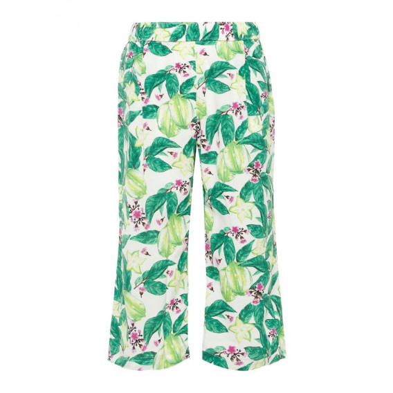 Pantaloni lungi cu imprimeu floral pentru fete, albi Name it 128889 4