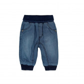 Pantaloni din denim cu manșete elastice albaștri închis pentru băieți Boboli 130 