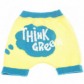Pantaloni galbeni cu imprimeu text pentru copii - fete Benetton 130196 