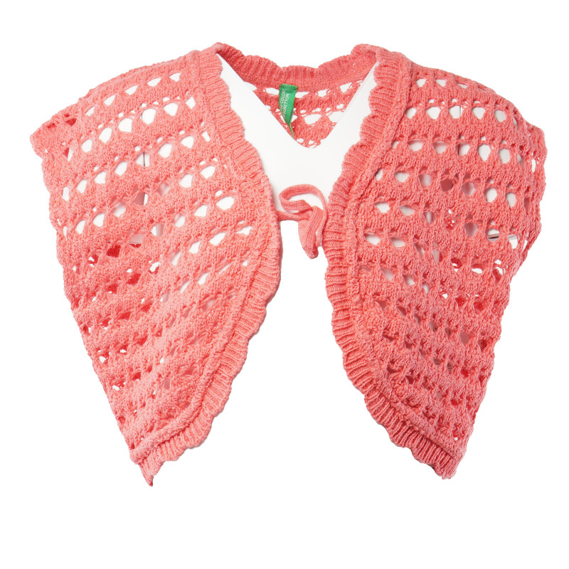 Cardigan roz, tricotat fără mâneci pentru fete  130239
