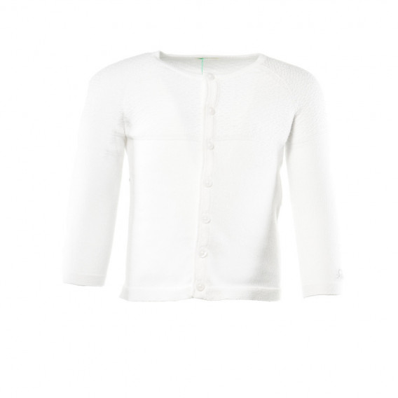 Cardigan alb cu nasturi pentru fete Benetton 130252 