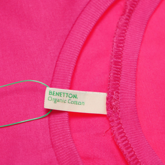 Tricou roz din bumbac pentru fete Benetton 130472 4