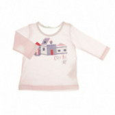 Bluză de bumbac, roz deschis, cu mâneci lungi pentru fete Benetton 130623 2