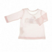 Bluză de bumbac, roz deschis, cu mâneci lungi pentru fete Benetton 130624 4