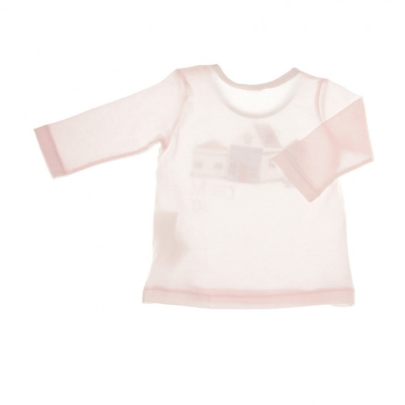 Bluză de bumbac, roz deschis, cu mâneci lungi pentru fete Benetton 130624 4