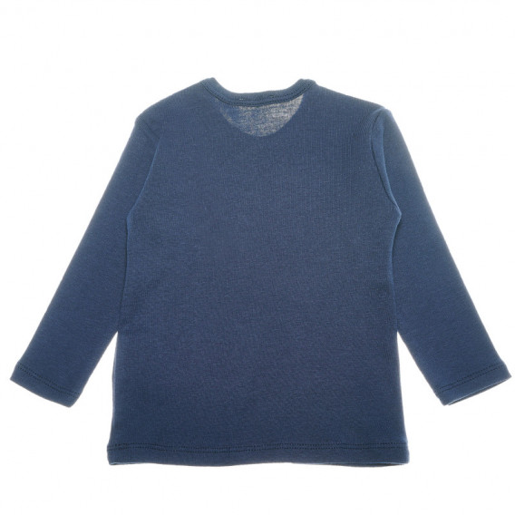 Bluză din bumbac, albastră, cu mâneci lungi pentru băieți Benetton 130782 4