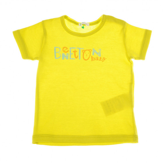 Tricou de bumbac, galben pentru bebeluși Benetton 130786 