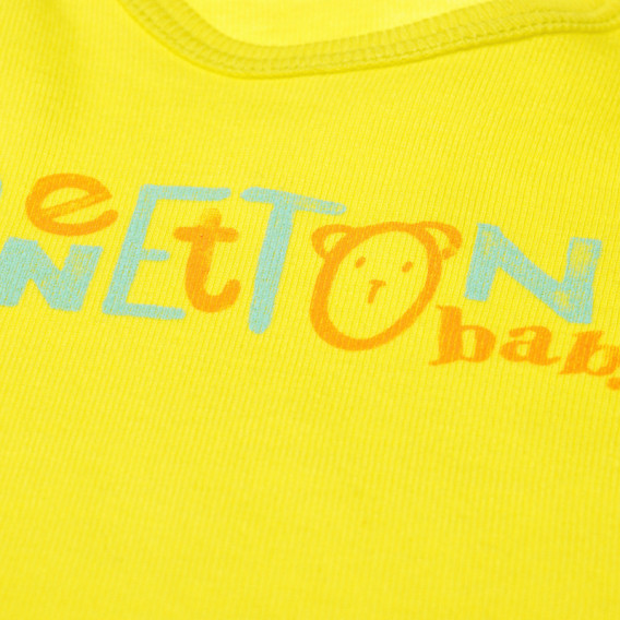 Tricou de bumbac, galben pentru bebeluși Benetton 130788 3