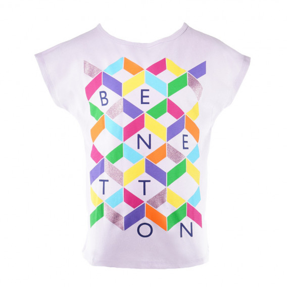 Tricou violet din bumbac pentru fete Benetton 130949 