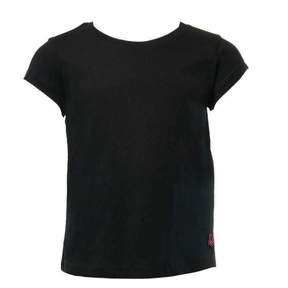Tricou negru de bumbac pentru fete  Benetton 130962 