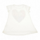 Tricou din bumbac cu o inimă albă pentru fete  Benetton 131102 2