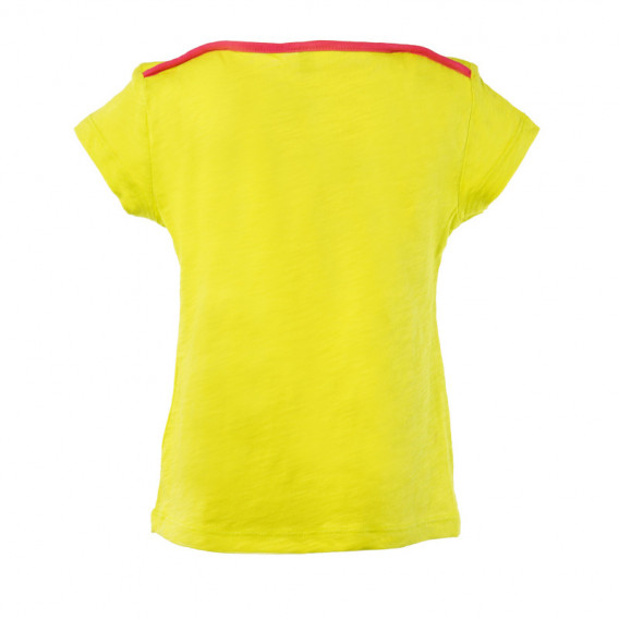 Tricou din bumbac pentru fete, design grafic galben Benetton 131115 2