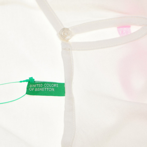 Tricou din bumbac cu mâneci lungi, pentru fete, alb cu roz Benetton 131125 8