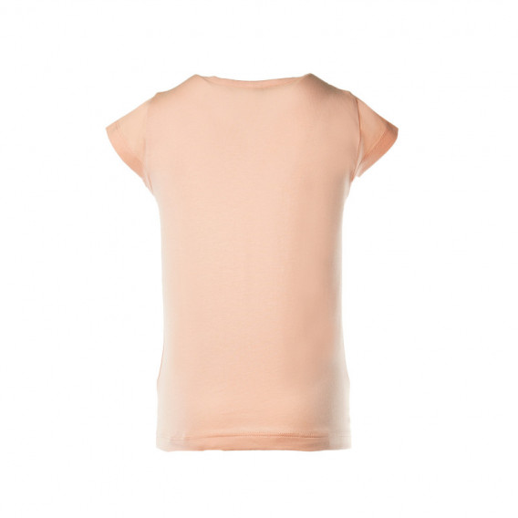 Tricou din bumbac pentru fete, roz cu aplicații Benetton 131139 2