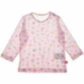 Bluză de bumbac cu mâneci lungi, pentru fete, roz cu inimioare Benetton 131177 2