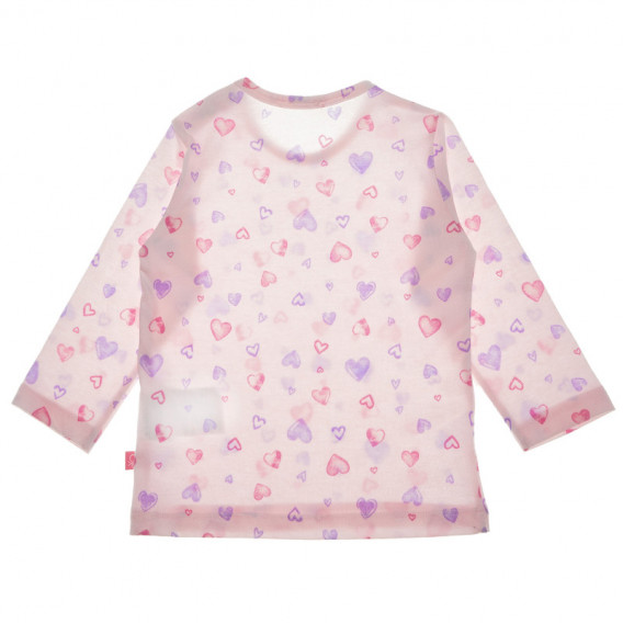 Bluză de bumbac cu mâneci lungi, pentru fete, roz cu inimioare Benetton 131178 4