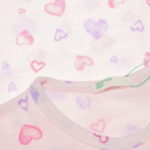 Bluză de bumbac cu mâneci lungi, pentru fete, roz cu inimioare Benetton 131179 6