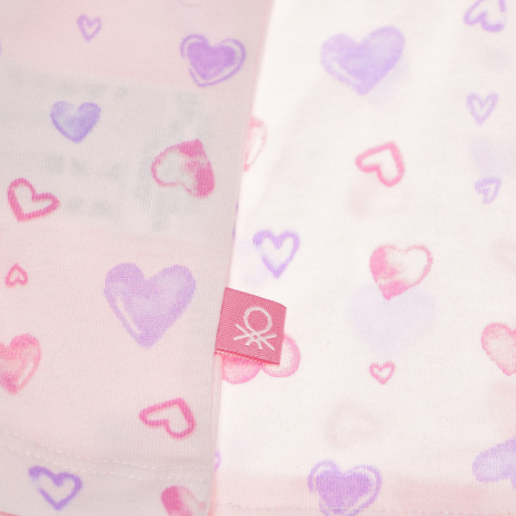 Bluză de bumbac cu mâneci lungi, pentru fete, roz cu inimioare Benetton 131180 8