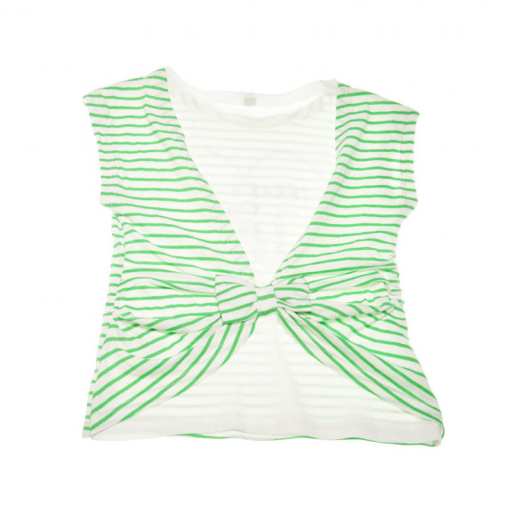 Tricou din bumbac pentru fete, alb și verde Benetton 131213 