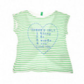 Tricou din bumbac pentru fete, alb și verde Benetton 131214 2
