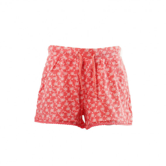 Pantaloni scurți din bumbac, pentru fete, roz cu motiv de flori Benetton 131293 