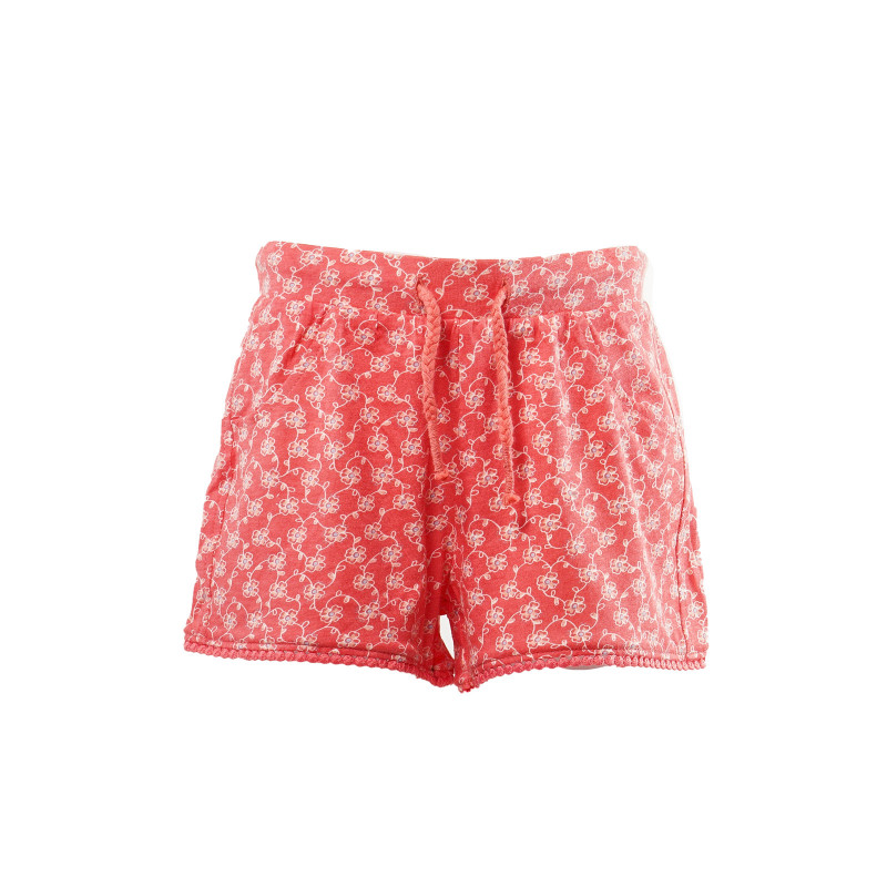 Pantaloni scurți din bumbac, pentru fete, roz cu motiv de flori  131293