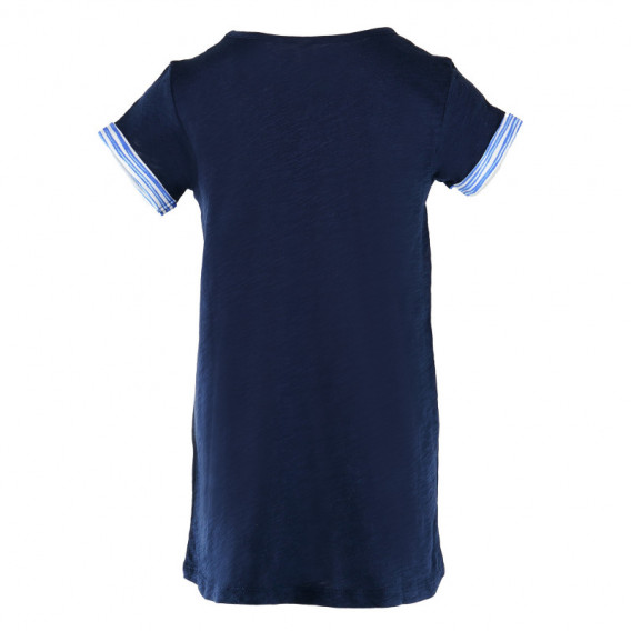 Tricou din bumbac pentru băieți, albastru, cu mâneci în dungi Benetton 131352 2