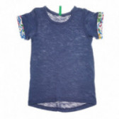 Tricou din bumbac pentru băieți, albastru, cu margine colorată Benetton 131354 