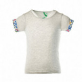 Tricou din bumbac pentru băieți, în gri, cu bordură colorată Benetton 131358 